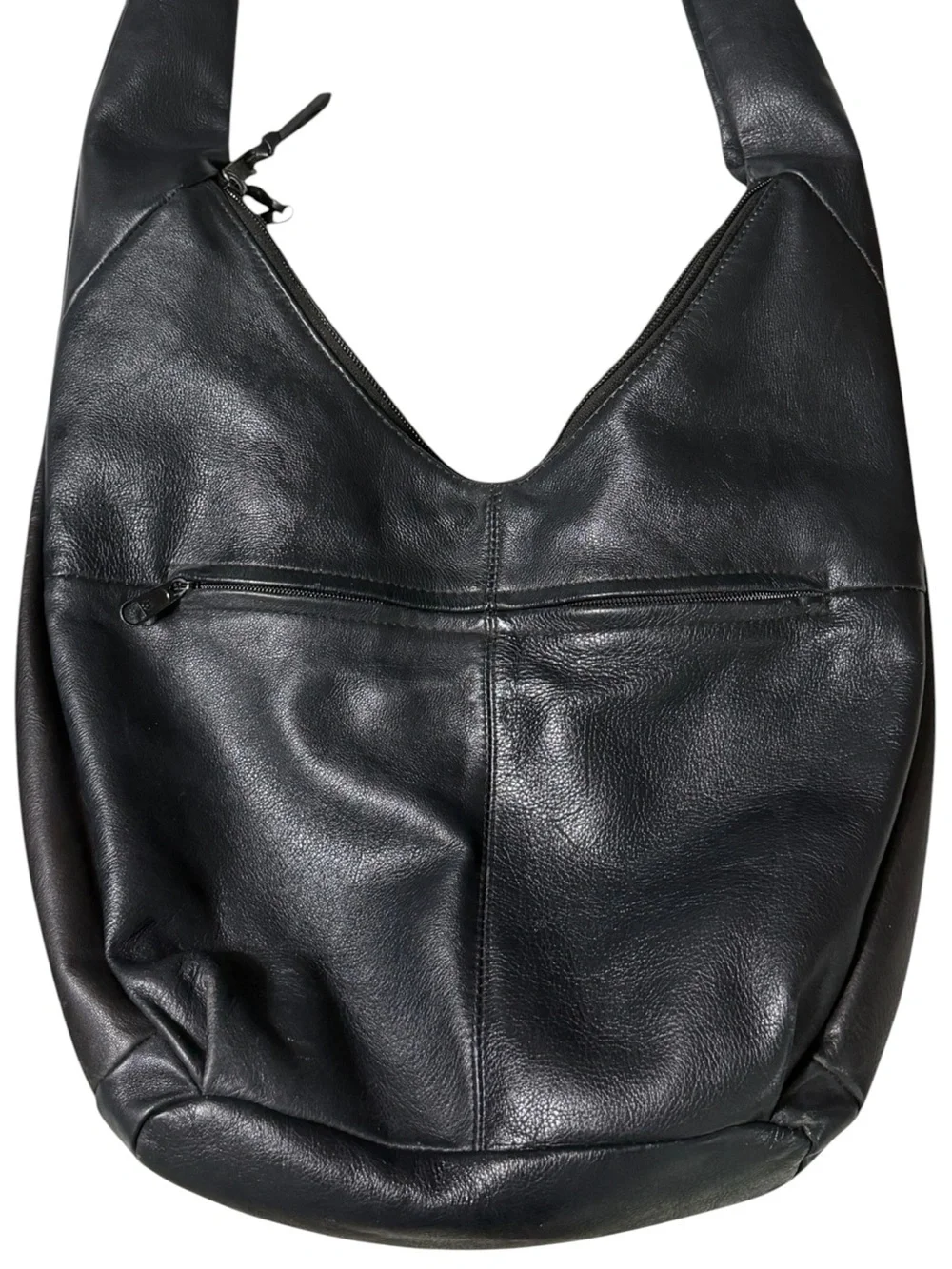 Vintage La Borsa Italian Leather Knotted Hobo Black Soft Slouchy Shoulder Bag
